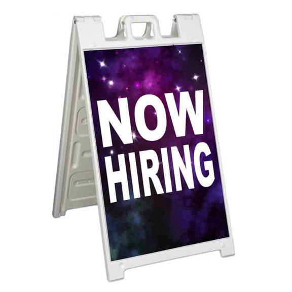 Now Hiring (24" X 36") Deluxe A-Frame Signicade, Includes Decal Applied To Stand