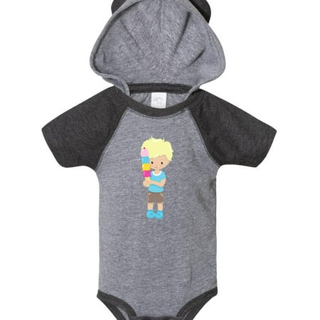 

Inktastic Boy With Ice Cream Blond Hair Blue Shirt Shorts Gift Baby Boy Bodysuit