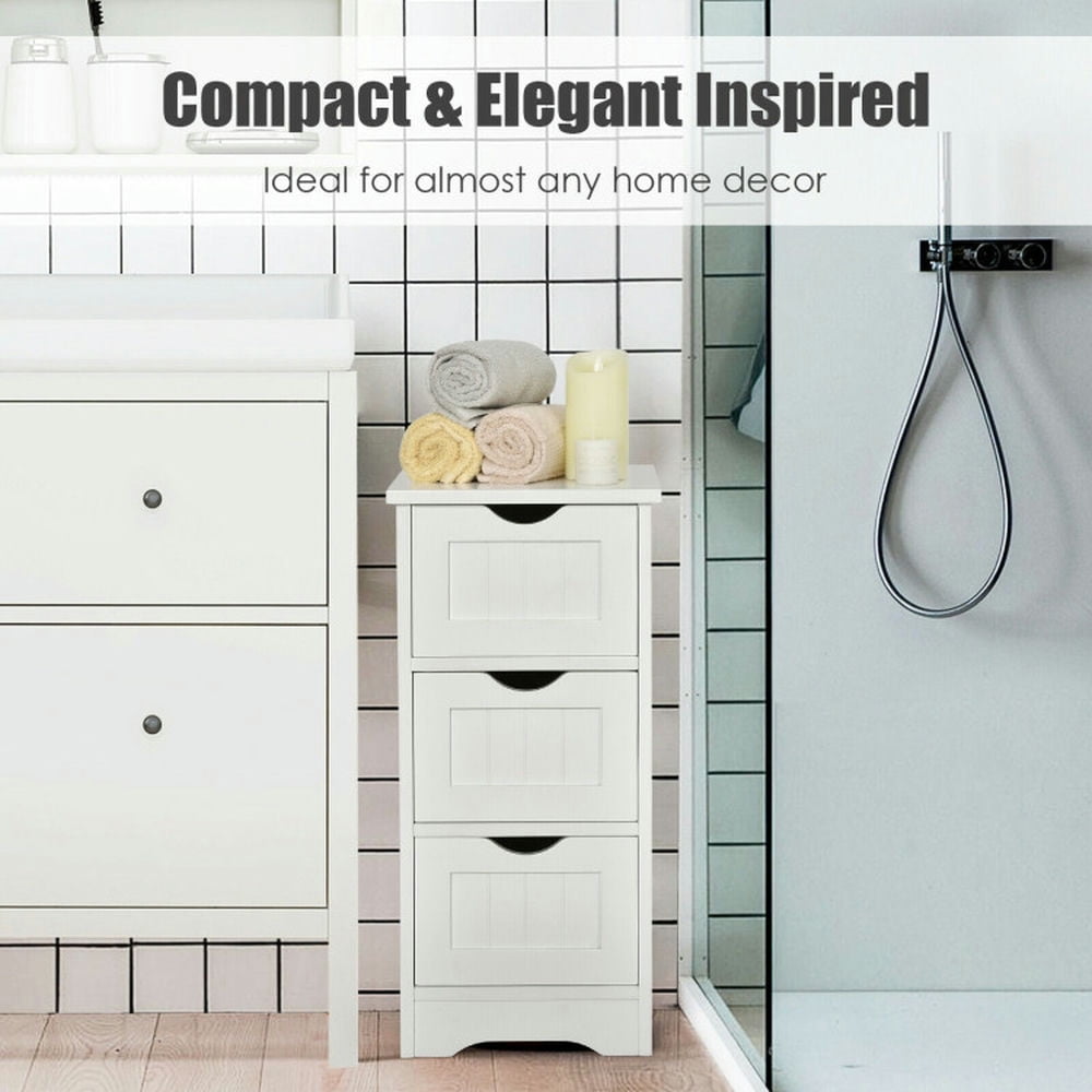 Finihen Bathroom Storage Cabinet, Bathroom Floor Cabinet, Bathroom Wooden Free Standing Storage Side Floor Cabinet Organizer-3-Tier, for Bathroom, Living Room, Bedroom, Kitchen, White Finihen Bathroom Storage Cabinet, Bathroom Floor Cabinet, Bathroom Wooden Free Standing Storage Side Floor Cabinet Organizer-3-Tier, for Bathroom, Living Room, Bedroom, Kitchen, White