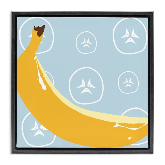 Stupell Industries Bright Banana Fruit Food & Beverage Painting Black Floater Framed Canvas Art Print Wall Art, 18 x 18