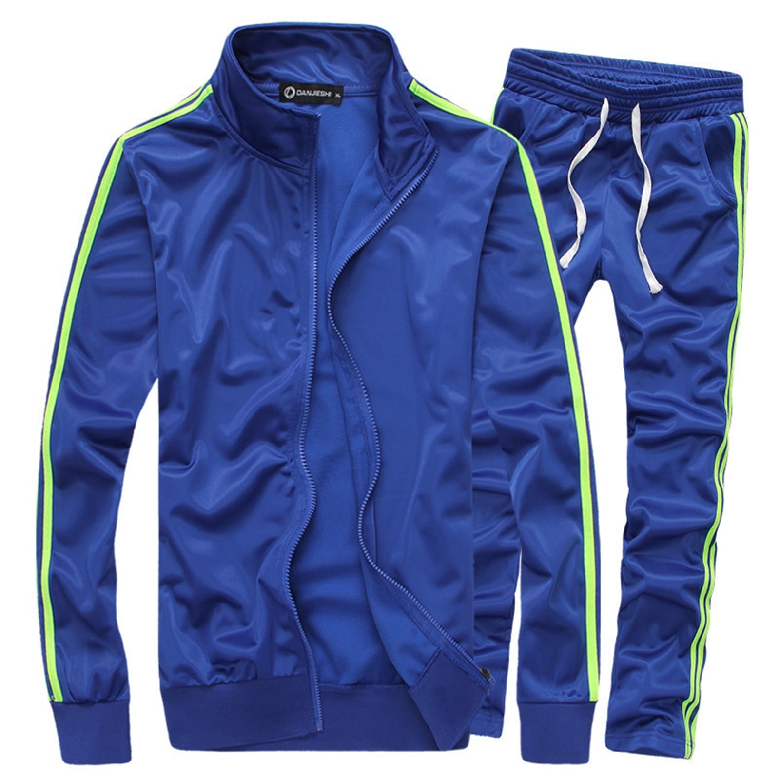 nsendm Mens Suit Long Suit Jacket Men Men s Casual Tracksuit Full Zip Running Jogging Athletic Sports Jacket and Men Suit Double Adult Male Suit Blue Size 4XL Walmart