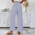 thumbnail image 4 of fatyb Womens Stripe Casual Pants with Pockets Elastic High Waist Lightweight Loose Trousers for Women, 4 of 7