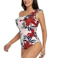 thumbnail image 4 of Balery Lilies Flowers One Shoulder Swimsuits for Women Ruffle Swimsuits Tummy Control One Shoulder Bathing Suits-Large, 4 of 8