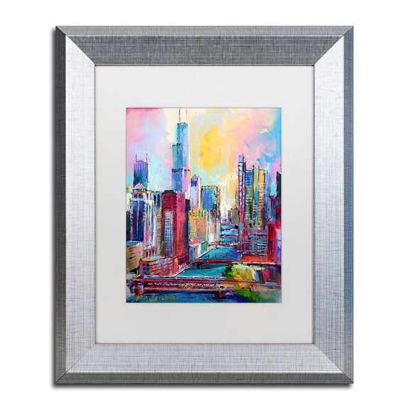 Trademark Fine Art "Chicago 3" Canvas Art by Richard Wallich White Matte, Silver Frame