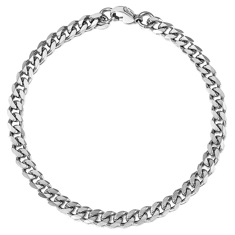 3/5/7/9/11mm Silver Stainless Steel Curb Cuban Chain Bracelet for