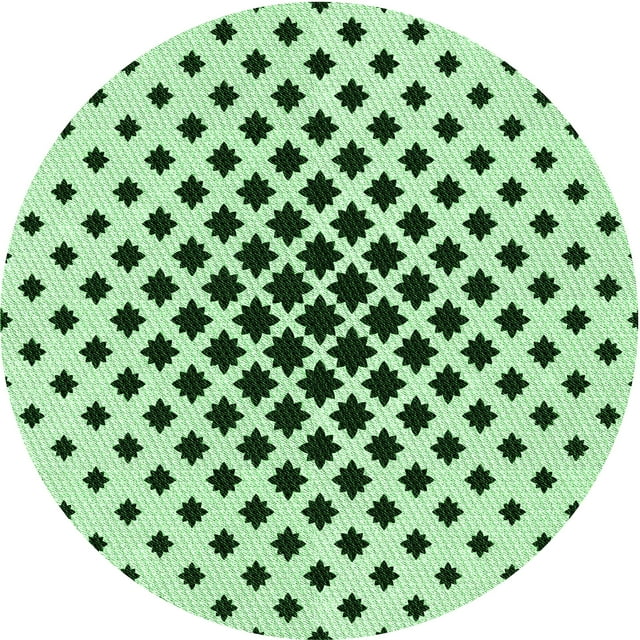 Ahgly Company Tapis Rond Lavable en Machine Intérieur Transitionnel Vert Menthe, 3 Pieds Rond