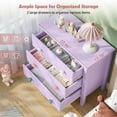 thumbnail image 5 of LAZZO 3-Drawer Nightstand, Modern Bedside Table with 2 Sets of Replacement Handles for Bedroom, Purple, 5 of 6