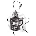 thumbnail image 1 of Saying Apron, Hand-drawn Lettering on a Coffee Cup Piping Hot Aromatic Beverage, Unisex Kitchen Bib with Adjustable Neck for Cooking Gardening, Adult Size, Dark Taupe and White, by Ambesonne, 1 of 4