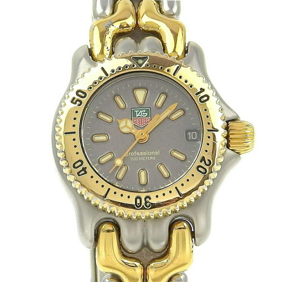Pre-Owned TAG HEUER Professional Watch, Two-tone, S95-208, Stainless Steel, Quartz, Analog Display, Grey Dial, Professional, Women's (Fair)