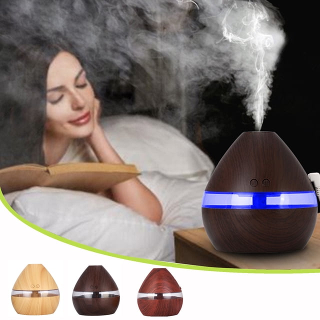 Xihbxyly Humidificador Usb con Diseño de Madera, Difusor de Aromaterapia Led, Capacidad de Agua de 300 Ml, Efecto Hidratante, Neutraliza La Electricidad Estática, para Uso En Casa o En La Oficina, Ta