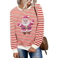 thumbnail image 5 of Yteetum Women's Christmas Crewneck Sweatshirts Oversize Christmas Graphic Print Pullover Hoodless Sweatshirts Top Womens Christmas Stripe Print Round Neck Long Sleeve Sweatshirts Fall Clothes, 5 of 5