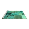 thumbnail image 2 of Ahgly Company Machine Washable Indoor Rectangle Patchwork Turquoise Blue Transitional Area Rugs, 4' x 6', 2 of 4