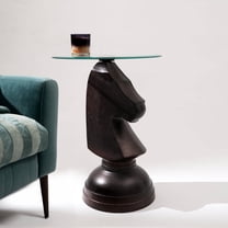 Decorative Aluminum Hammered Horse Motif Accent Table-24"