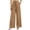 Khaki, variant on Womens Wide Leg Sweatpants Pleated Elastic Waist Tie Flowy Lounge Pants Winter Casual White 2XL
