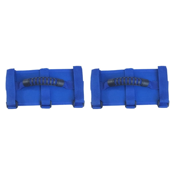 2 asas de agarre para barra antivuelco, cómodas y antideslizantes, accesorios para Jeep Wrangler. Azul