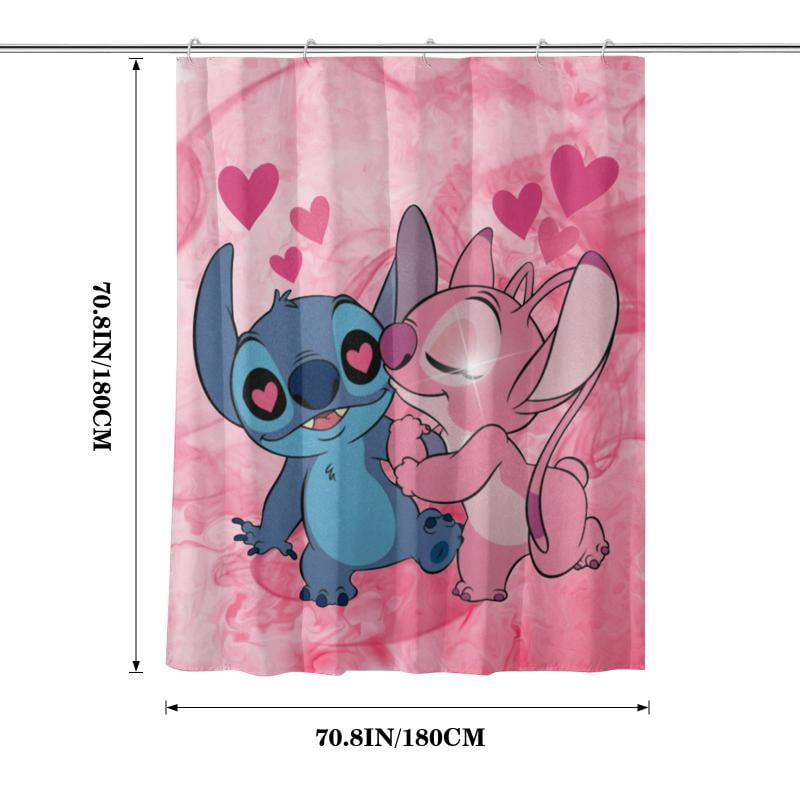 Lheaggik Cute Cartoon 4 Pcs Bathroom Sets with Shower Curtain and Rugs, Waterproof Polyester Shower Curtain Sets with Hooks