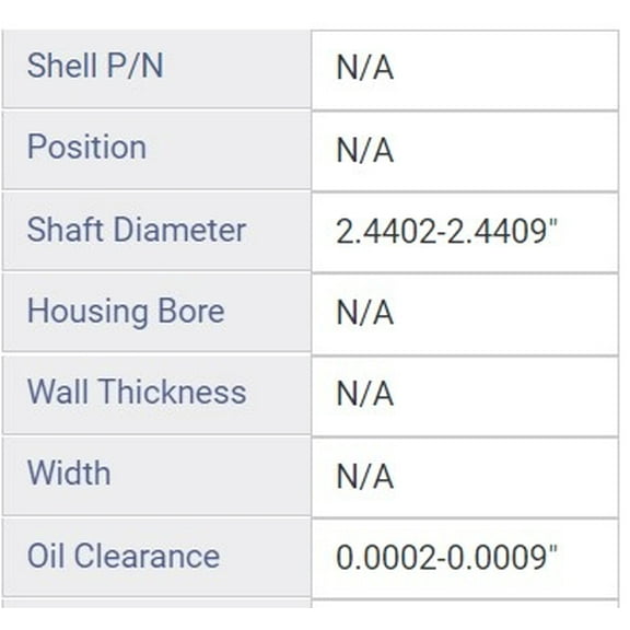 MAIN BRNG HYU 2.7L 2657 G