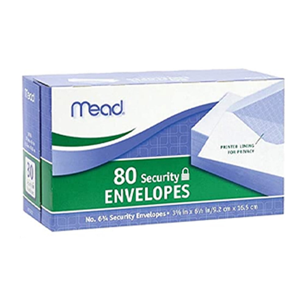 Mead 6 3/4" Security Envelopes, 80 Count (75212), 5 Pack