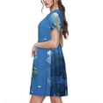 thumbnail image 2 of Balery Hibiscus Flowers Calm Water Vestidos sueltos de manga corta para mujer, vestidos de verano 2025, vestidos casuales de corte A con vuelo., 2 of 6