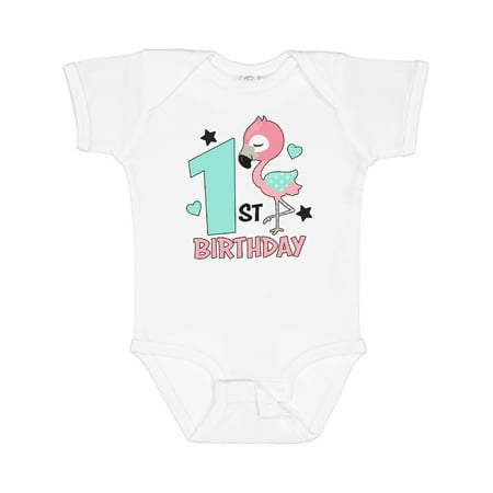 

Inktastic 1st Birthday with Flamingo Stars and Hearts Gift Baby Girl Bodysuit
