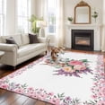 thumbnail image 2 of Area Rug for Living Room, Easter Bunny Roses Non-Slip Indoor Large Carpet for Bedroom/Dining Room, Pink Floral Spring Botanical Washable Low-Profile Rectangle Floor Runner Rugs - 5 x 7 Ft, 2 of 8