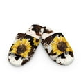 thumbnail image 2 of COEQINE Sunflower Cow Print Womens Fluffy Slippers Washable Indoor Slides Y2K House Sandals Soft Open Toe Bedroom Slippers Quiet Slip On House Slides for Her Ladies Mom, 42-43, 2 of 7