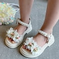 thumbnail image 5 of WERYOUNG Girls Sandals Summer Fashion Soft Sole Open Toe Pearl Flower Princess Shoes Toddler Cute Party Beach Sandal,Beige,4-4.5 Years, 5 of 7