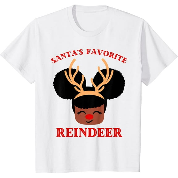 Santa's Favorite Reindeer Cute Girl Afro Puffs Christmas