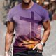 thumbnail image 2 of European And American Cross Print Short Sleeve Round Neck T-shirt Top XL, 2 of 5