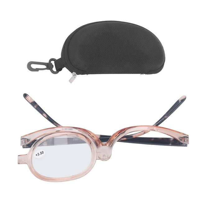 Eye Makeup Glasses, Portable Presbyopic Reading Glasses, Magnifying Glasses, Flip-up and Rotating, Single Lens for Women +3.50