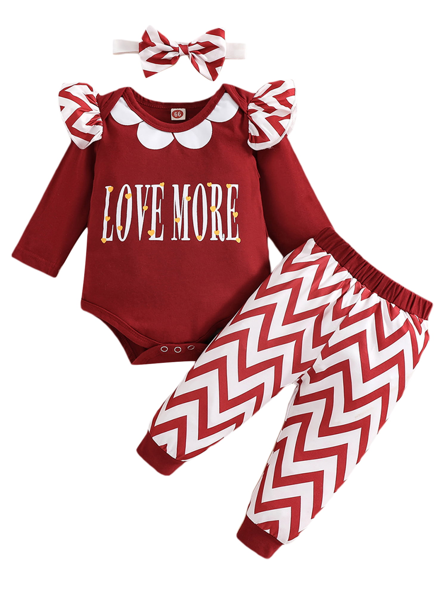 3pcs Baby Girls Romper+Long Pants+Headband Cute Outfits Toddler Kid Clothing Set 