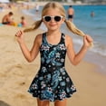 thumbnail image 3 of Uorisanigo Blue Sea Turtle Floral Girls Swimsuits One Piece Sleeveless Swimwear Bathing Suit Polyester and Spandex Beach Swim Dress, Size 3-4, 3 of 6