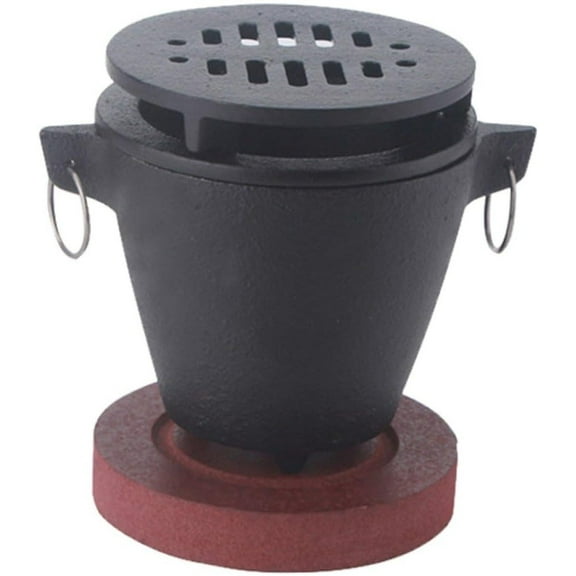 Portable Japanese Smokeless Mini Barbecue Charcoal Grill for Single Person Camping Picnic Party Cooking with Wooden Base and Fuel Holder