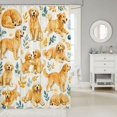 thumbnail image 2 of Manfei Watercolor Golden Dog Shower Curtain 72Wx84L, Leaf Foliage Bathroom Shower Curtain, Cream Khaki, 2 of 5