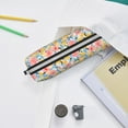 thumbnail image 6 of Cauagu Watercolor Wildflowers Print Leather Pencil Pen Case - Stationery Bag Portable Stationery Bag Big Capacity Pencil Pouch Cosmetic Organizer Bag for Men & Women, 6 of 7