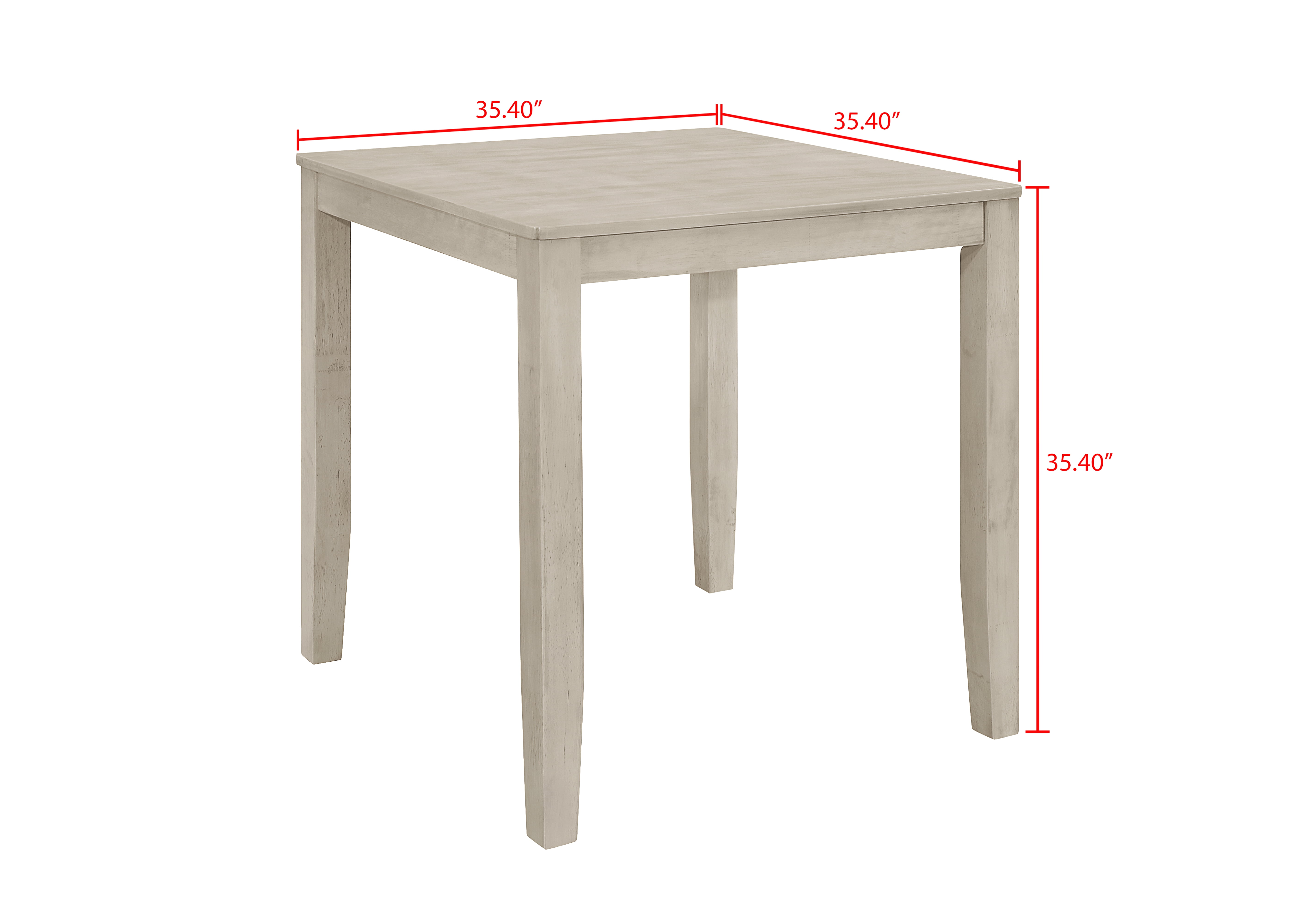 Home Design Posey 5-Piece Counter Set, Antique Gray/Gray, Square Table with Slat-Back Cushioned Chairs, Modern Minimalist Style