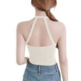 thumbnail image 4 of Ugoldhm Women's Shapewear Halter Tank Tee - Built-in Bra Sleeveless Slim Fit Sexy Summer Crop Top, 4 of 6
