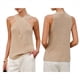 thumbnail image 3 of Blusa Informal de Verano para Mujer, de Punto, Sin Mangas, con Cuello Halter Cruzado y Color Liso. Albaricoque L, 3 of 8