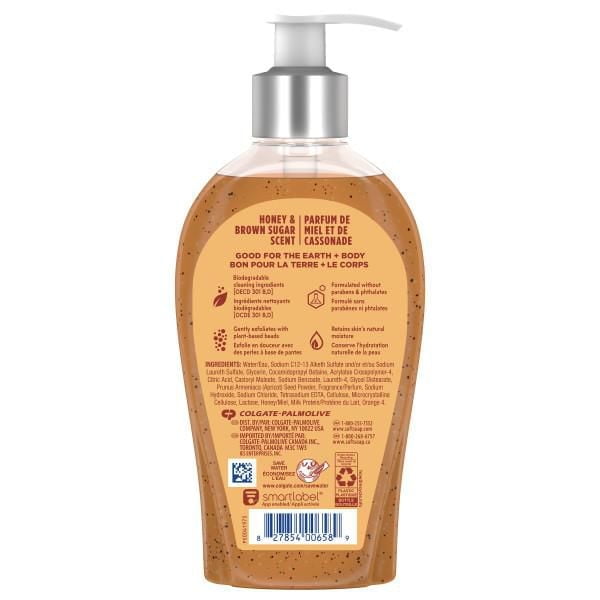 Savon liquide pour les mains exfoliant Softsoap Therapy, Parfum chaleureux de miel et de cassonade, 384 mL.