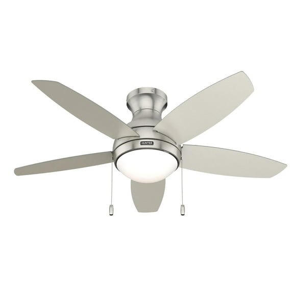 Restored Hunter Fan 44 inch Low Profile Indoor Ceiling Fan with Lights and Pull Chain for Bedroom, Living Room/Family Room, Dining Room, Kitchen, Office (Refurbished)