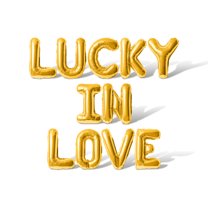 Letter Balloons - LUCKY IN LOVE 16" Inch Alphabet Letters Foil Mylar Balloon Bachelorette or Bridal Shower Party Banner (Gold)