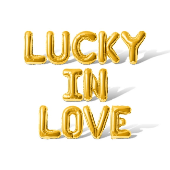 Letter Balloons - LUCKY IN LOVE 16" Inch Alphabet Letters Foil Mylar Balloon Bachelorette or Bridal Shower Party Banner (Gold)