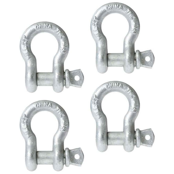 5/8" Galvanized Screw Pin Anchor Shackle - 3.25 Ton - 4 Pack