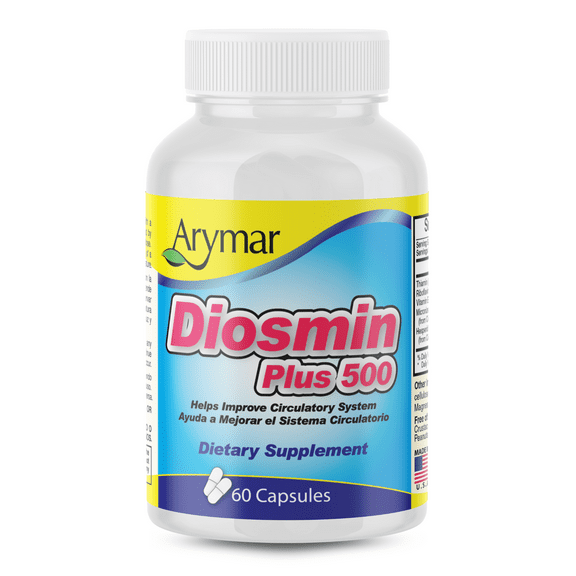 Arymar Diosmin Plus, 500 mg with 200 mg Hesperidin & B-Complex - 60 Capsules