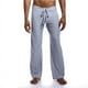 thumbnail image 1 of Pantalones de pijama para hombre, de seda helada, holgados, de poliéster, con cordones, de color liso, talla grande, para yoga, 1 of 5