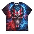 thumbnail image 3 of LAOLIUSN Men's Lightning Skull T-Shirt Patriotic Theme Tee American Flag Graphic Top, S-4XL, 3 of 7