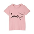thumbnail image 2 of Girls Clothes Clearance under $5 Short Sleeve Love Print Cotton Round Neck Toddler Kids Girls T-shirt Cute Top 3-10 Years, 2 of 4