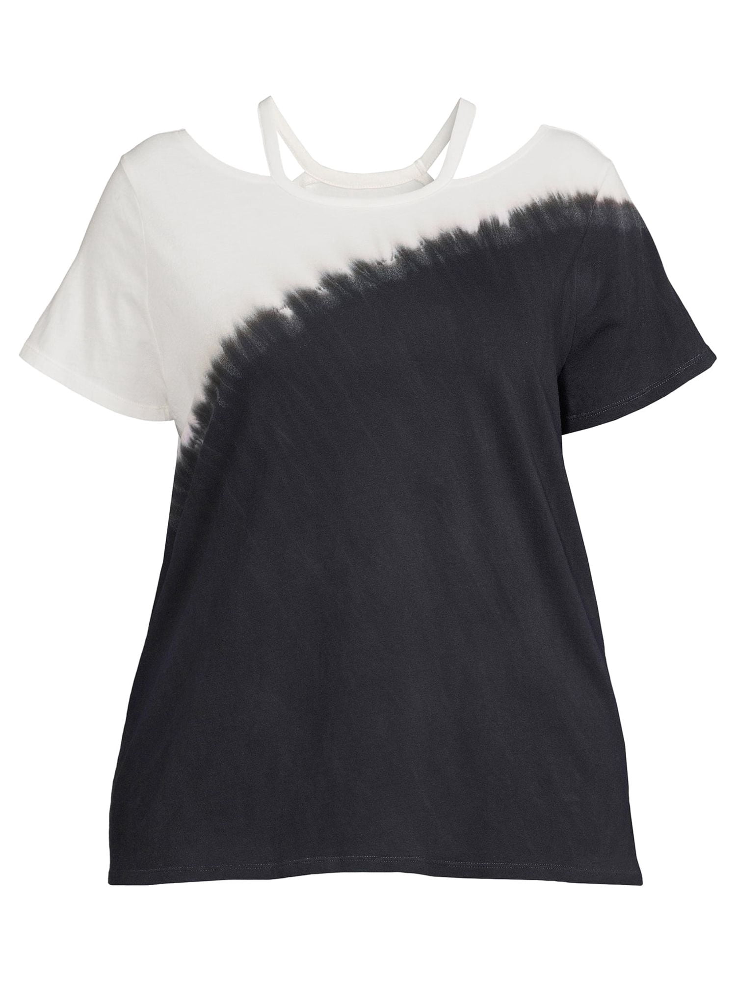 Terra & Sky Women's Plus Size Cut Out Neck Short Sleeve Top