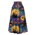 thumbnail image 3 of EANJE Halloween Womens Casual Elastic Waist Drawstring Midi Skirt Print Vacation Style A Line Flowy Skirt for Daily Wear Dark Blue L, 3 of 4