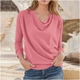 thumbnail image 2 of Kaemgyyd Long Sleeve Shirt for Women Casual Loose Fit Cowl Neck Tunic Blouse Casual Solid Color Work Office Fall Outfits, 2 of 5